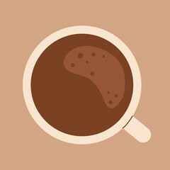 top view of hot coffee in a cup- vector illustration