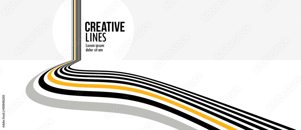 Poster linear composition vector road to horizon, abstract background with lines in 3d perspective, optical