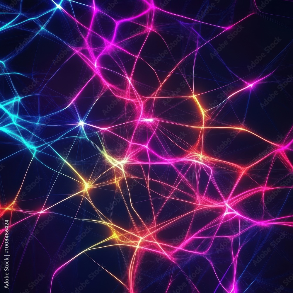 Poster Colorful Abstract Lines in Random Intersecting Patterns