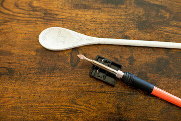 Step by step decorative wooden spoon. Step 4 from 9.