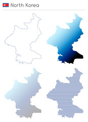 North Korea - outline, gradient, dotted and lines geometrical country shape