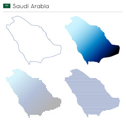 Obraz premium Saudi Arabia - outline, gradient, dotted and lines geometrical country shape