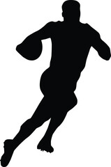 Rugby player posing full body silhouette illustration
