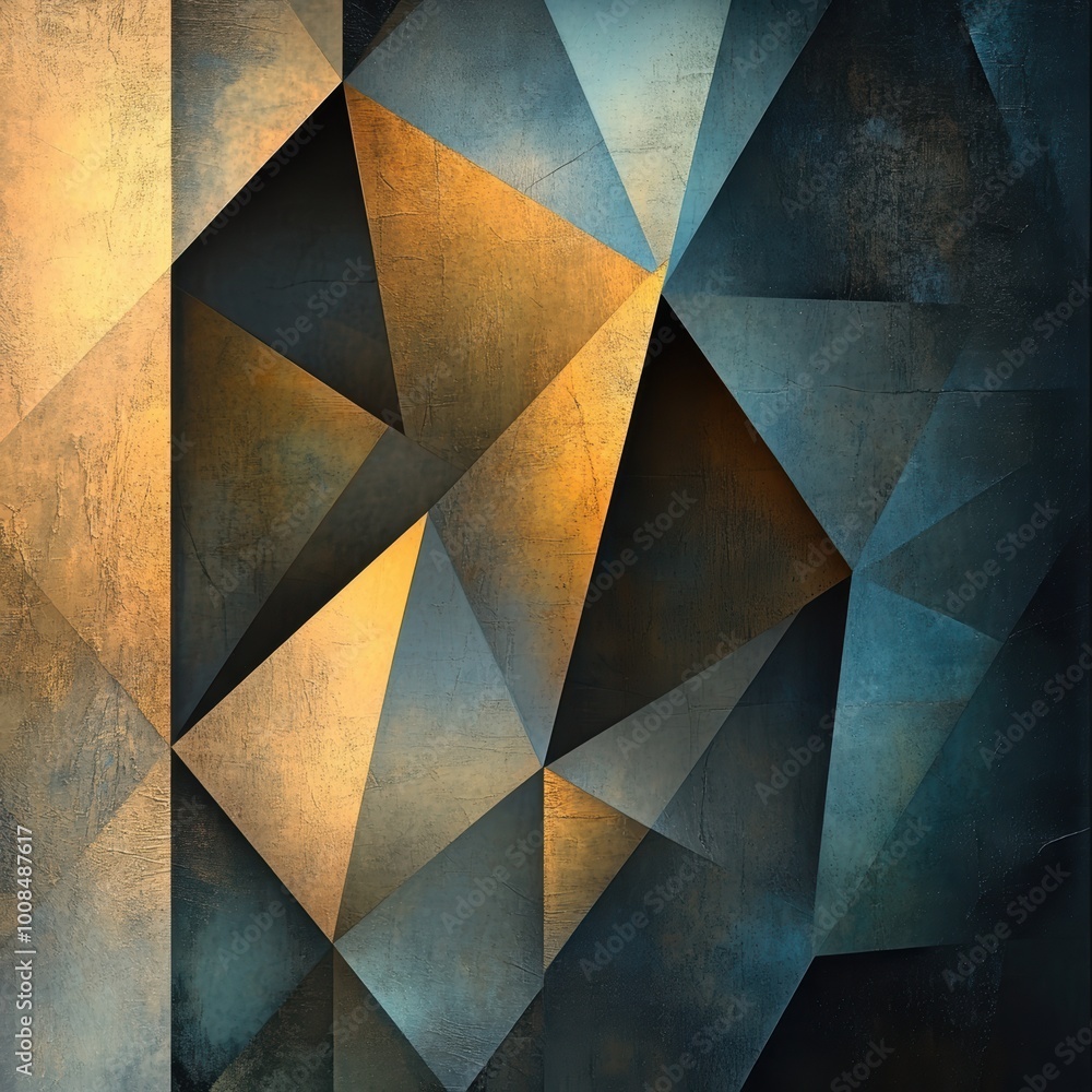 Poster abstract gradient polygon shapes with triangles