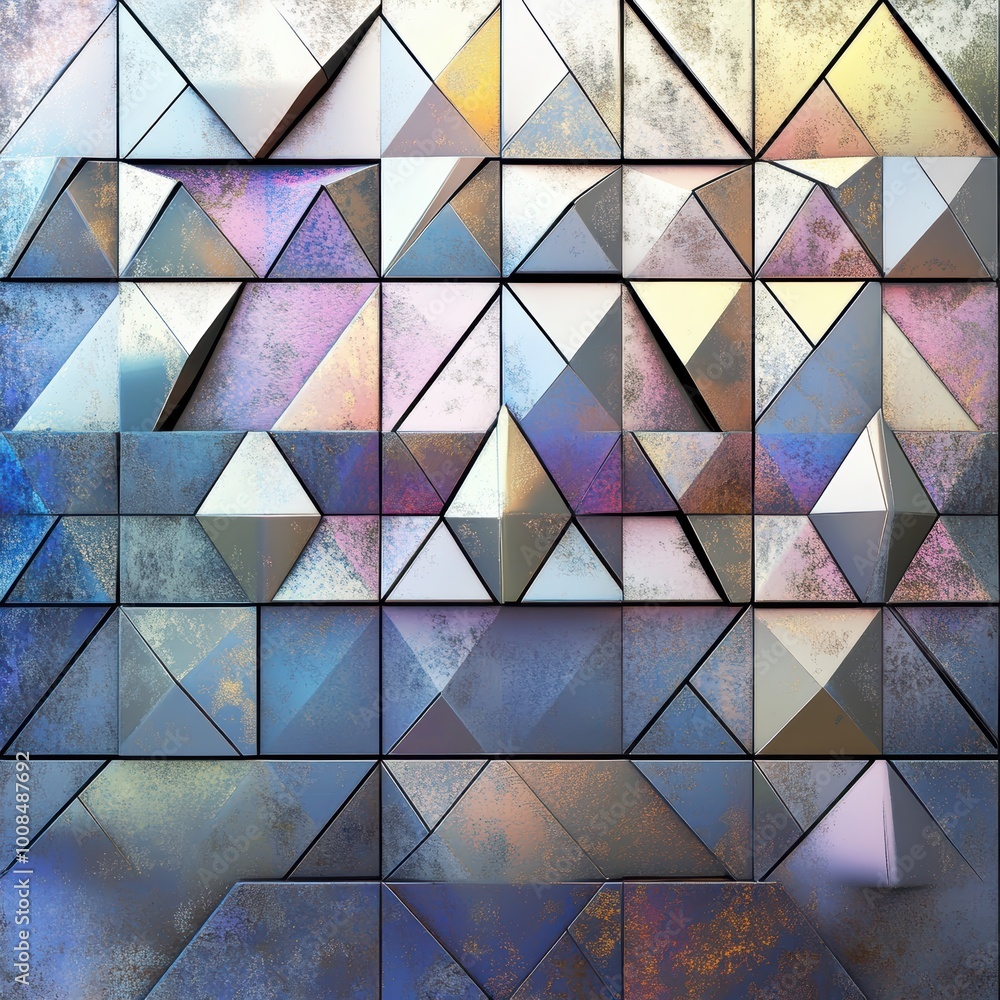 Poster abstract polygonal shapes with gradient triangles