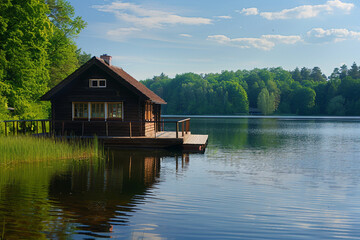 Fototapeta premium Generated with AI image of beautiful amazing summer landscape green field