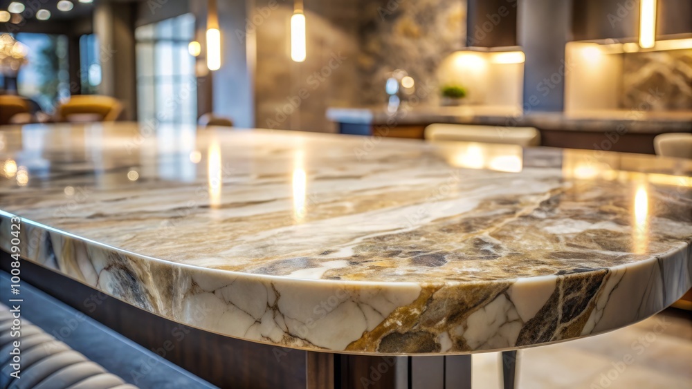 Poster emphasizing the marble table’s texture provides an excellent backdrop for product displays and layou