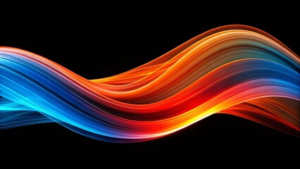 Obraz premium Dynamic Swirling Lines of Abstract Energy Flowing in a Vibrant Spectrum of Hues on a Deep Black Background