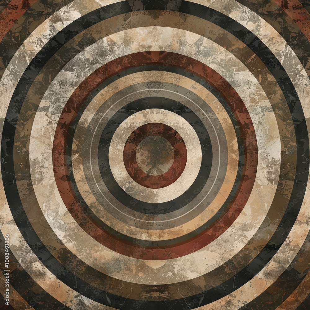 Poster abstract concentric circles with muted colors and spacing