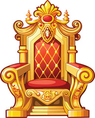 Gilded throne chair 3d wood furniture vector design