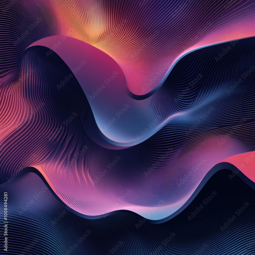 Poster abstract fluid design with curved lines and colors