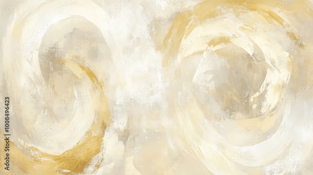 Aufkleber abstract forms in soft shades of cream and gold, swirling across the tiles in a painterly, textured 