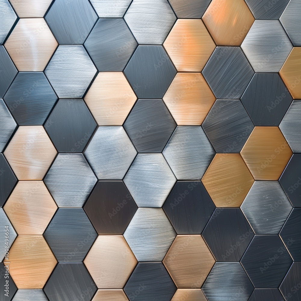 Poster Metallic Hexagonal Interlocking Patterns