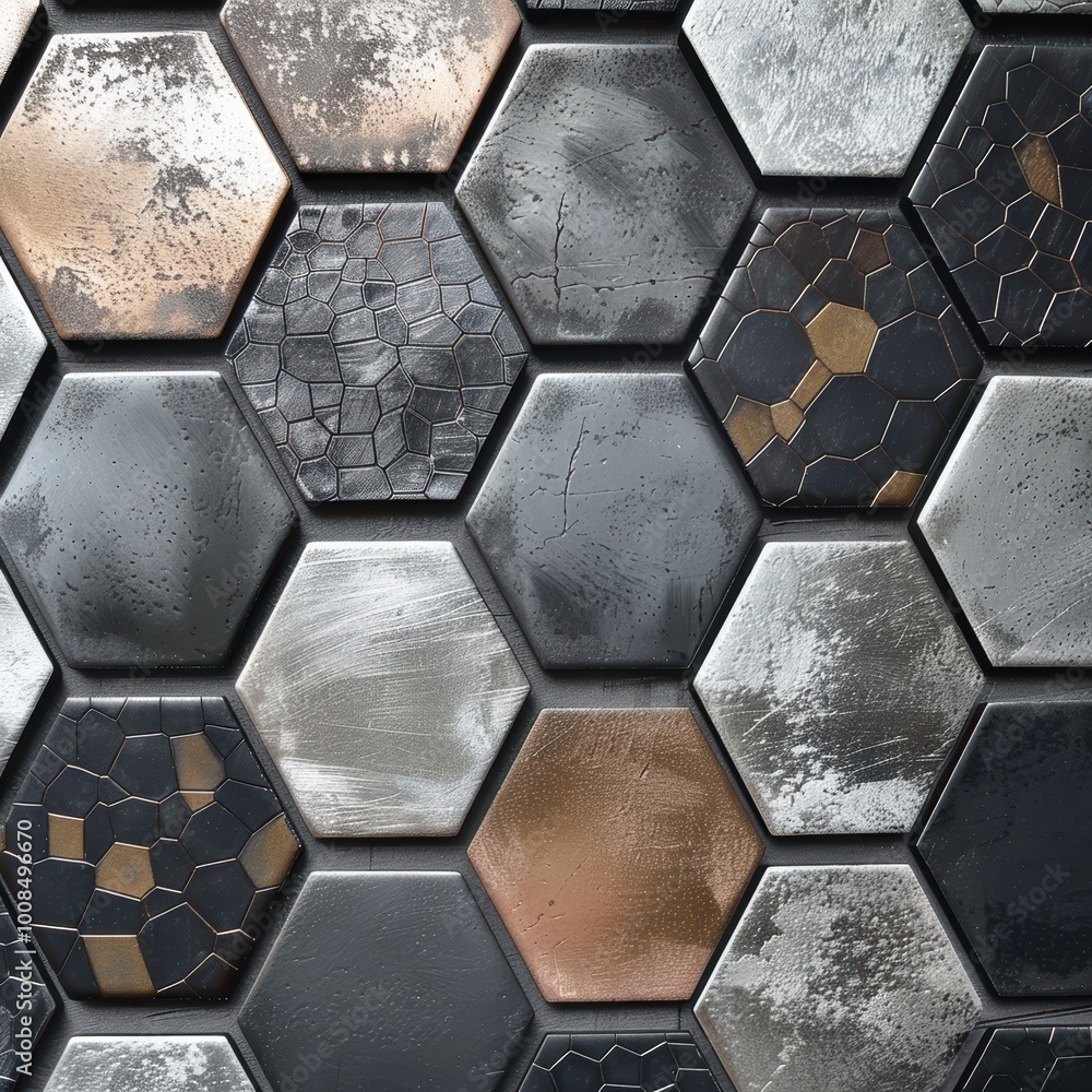 Poster metallic hexagonal interlocking pattern background