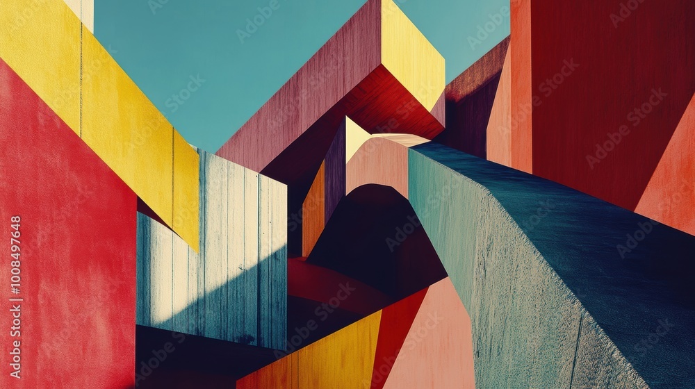 Poster layered abstract architecture with overlapping forms