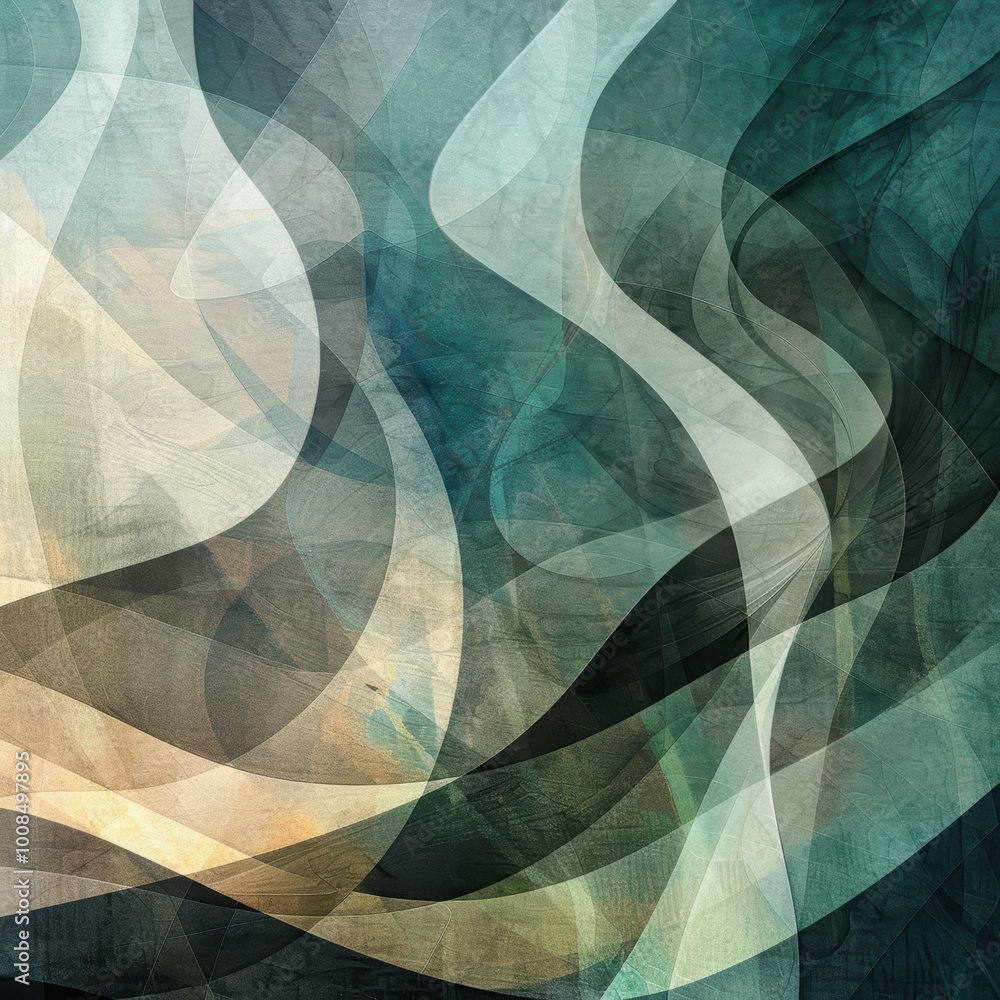 Poster abstract layered design with overlapping translucent shapes
