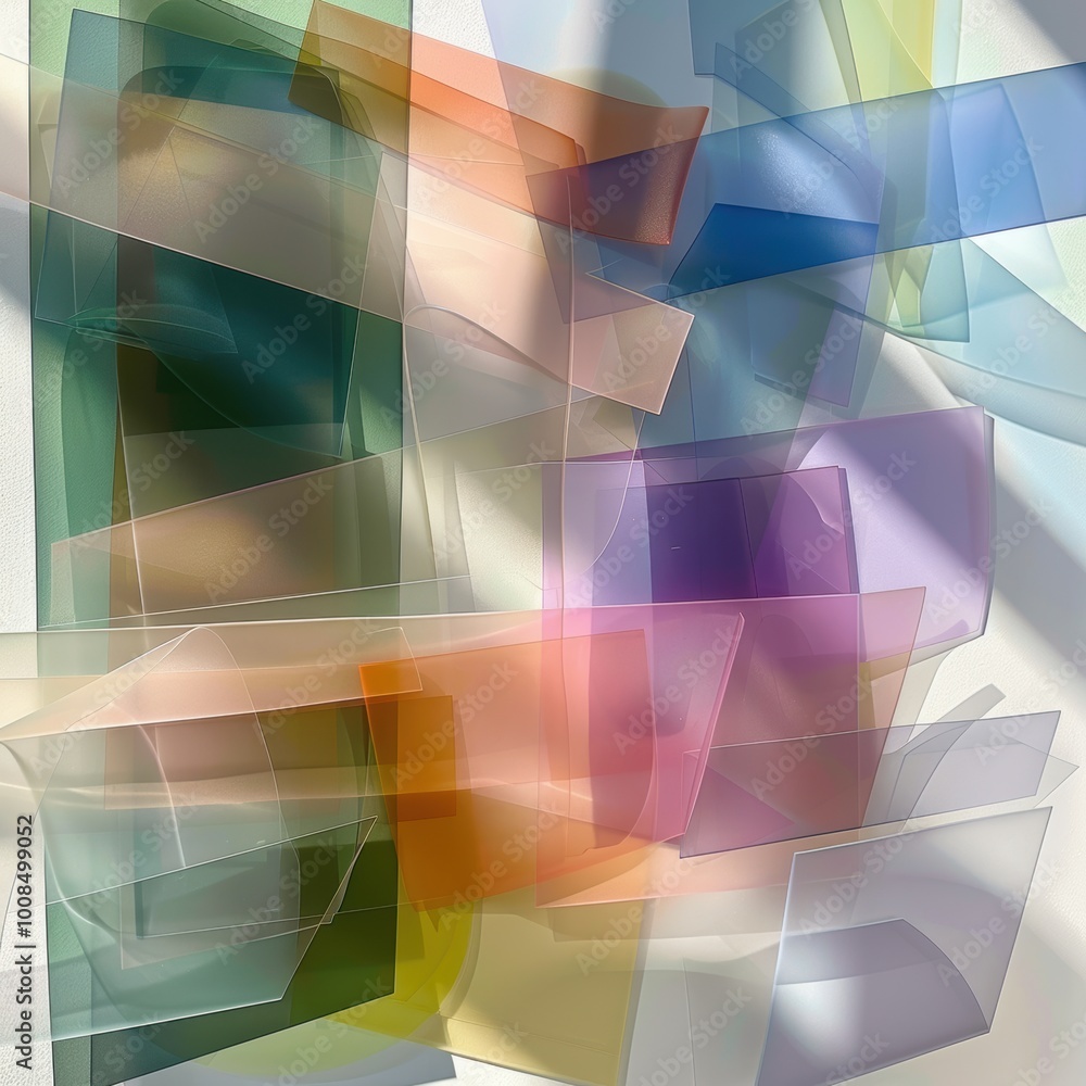 Poster overlapping translucent shapes in layers