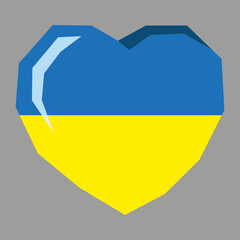 A heart with the colors of the national flag of Ukraine. A painting on the background about love for Ukraine.