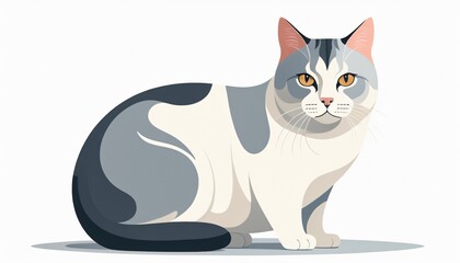cute round fat cat illustration background