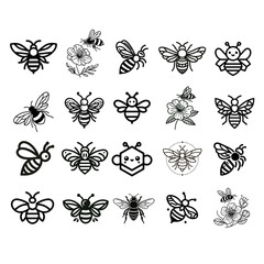 Set of Bee Outline Graphics | Bumble / Honey Bee Designs 