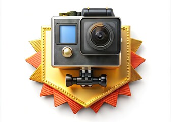 Elegant award badge with golden accents and a sleek design, perfect for recognition and achievement