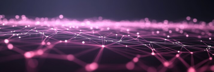 Abstract Pink Network Connection of Dots and Lines, Plexus Background, Technology Concept.