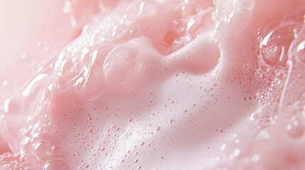 Fototapeta premium Close-up of foamy texture of a skincare cleanser, highlighting softness and bubbles, ideal for beauty brands, no people
