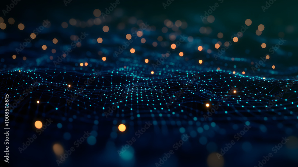 Poster artificial intelligence in a network connection. structural transmission of information. 3d renderin