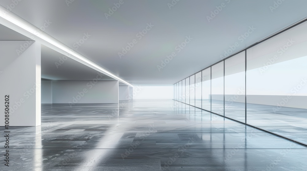 Poster modern sharp angled architecture with reflective surfaces