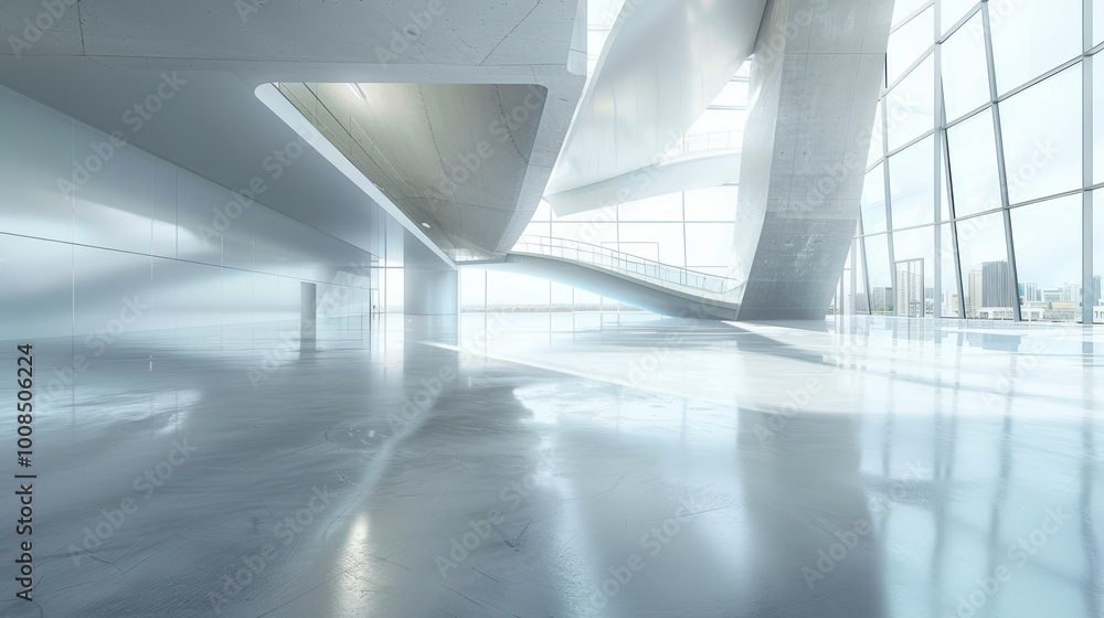 Poster modern sharp angled architecture with reflective surfaces