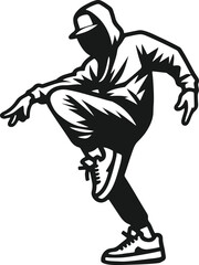 hip hop dancer man silhouette vector art illustration