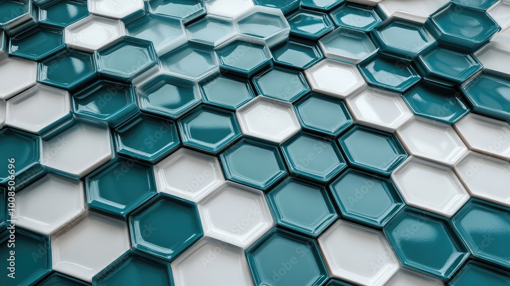 Aufkleber angular, overlapping hexagons in shades of teal and white, forming a continuous, geometric pattern t