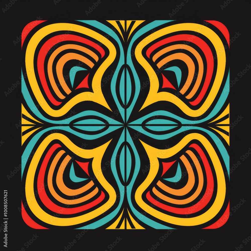 Poster bold abstract symmetrical design with colorful lines