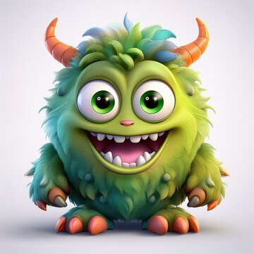 recommend clip art: Cute blue furry monster 3D cartoon character. Halloween animal sublimation, a blue furry monster with a big smile, Lustiges Cartoon Monster.