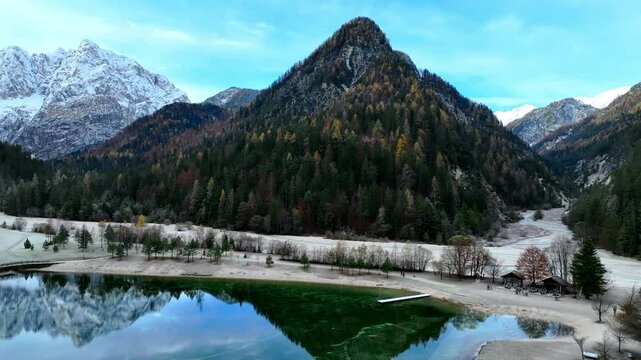 Jasna lake with beautiful reflections of the mountains. Triglav National Park, Slovenia