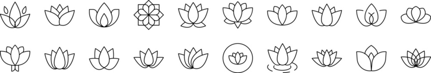 Flower Bundle of Thin Icons. Editable Stroke. Suitable for Web Sites, Books, Cards, Apps