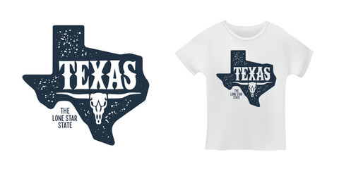 Texas. Hand drawn USA state name t-shirt design on white background. Modern typography for apparel prints, posters, stickers, cards, souvenirs. Vector vintage illustration.