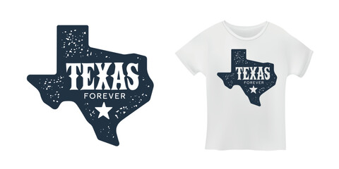 Texas. Hand drawn USA state name t-shirt design on white background. Modern typography for apparel prints, posters, stickers, cards, souvenirs. Vector vintage illustration.