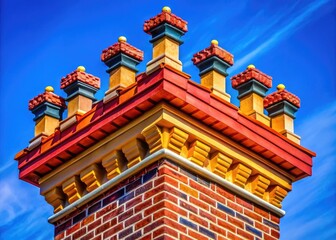 Elegant Chimney Crown against a Clear Blue Sky Showcasing Architectural Detail and Craftsmanship