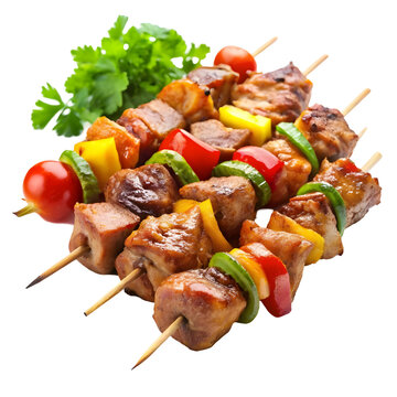 recommend clip art: barbeque meat skewers on white background