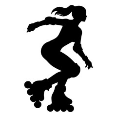 Girl is rollerblading vector illustration. 