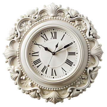 recommend clip art: white fancy clock on white background