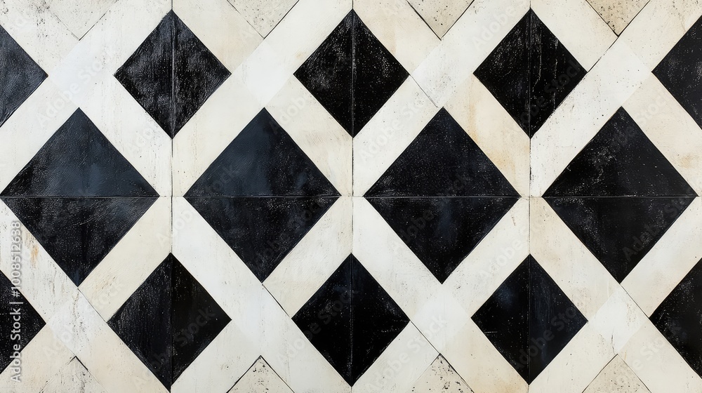 Aufkleber bold, interlocking diamonds in alternating black and white, forming a dynamic, geometric pattern tha