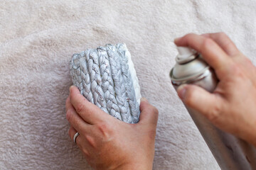 Step by step. How to create a decorative tissue paper vase. Step 10 from 12.