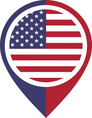 Map Icon Inside USA Flag