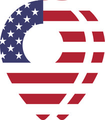 Obraz premium USA flag on Map Icon
