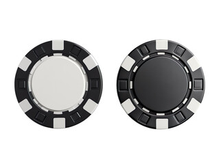 Naklejka premium Blank black and white plastic round chip mockup, top view isolated on transparent background