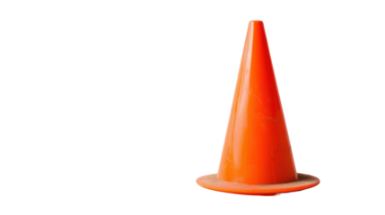 Orange traffic cone on white background
