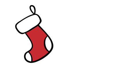 Red Christmas stocking with a white cuff, doodle style vector