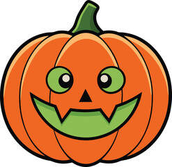 Halloween Pumpkin Cartoon Vector Icon Illustration. Flat Cartoon Style.